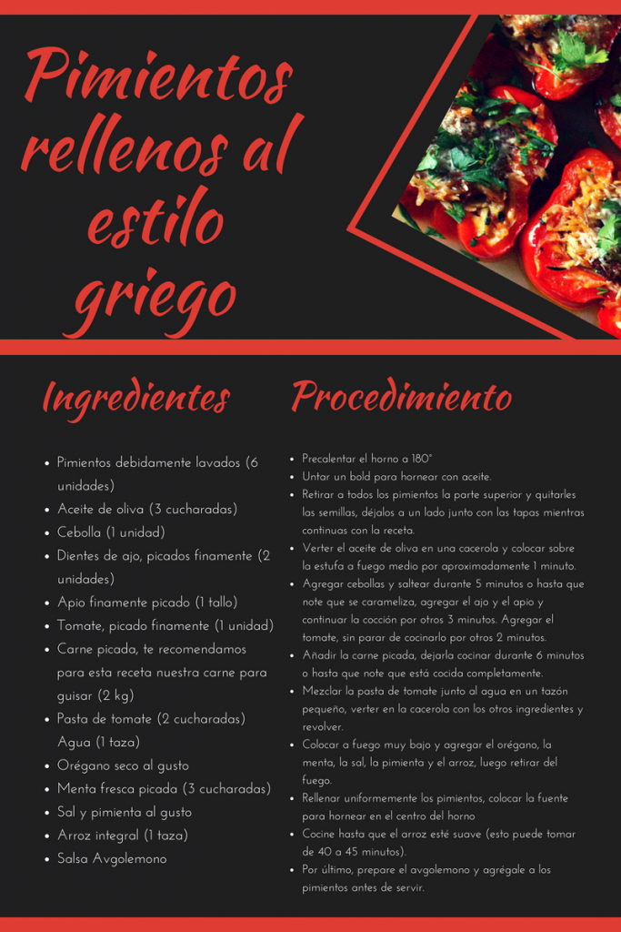 Receta con carne picada: Pimientos rellenos al estilo griego